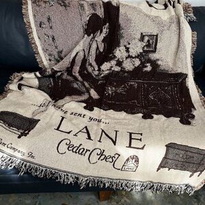 Rare Knit Throw Blanket Woven Tapestry Lane Cedar Chest Promo Advertising Gift